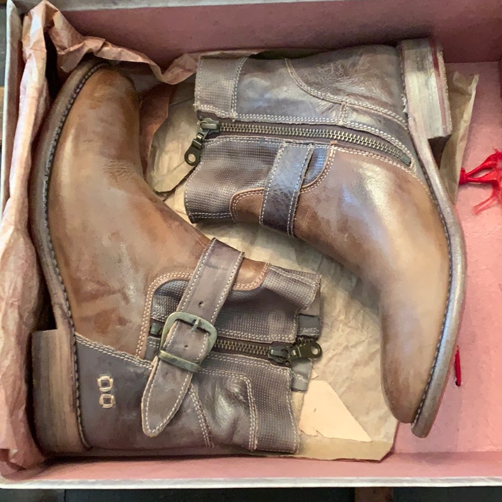 BedStu Becca Leather Boots Booties Tan Rustic Taupe Rustic Mason 7.5 worn twice